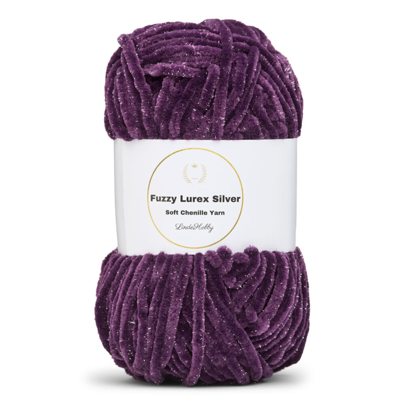 LindeHobby Fuzzy Chenille Silver Lurex 15 Plum