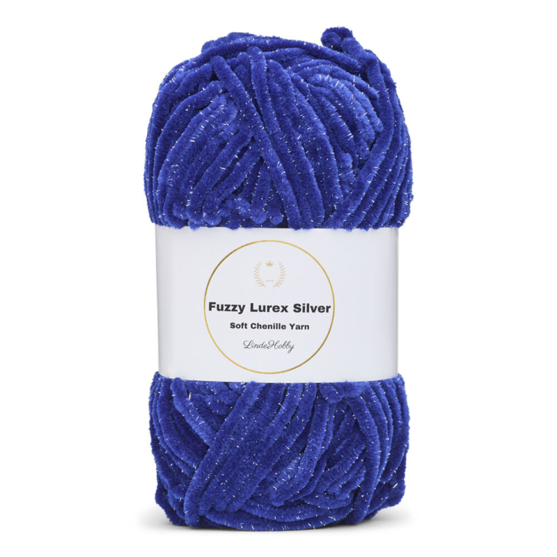 LindeHobby Fuzzy Chenille Silver Lurex 26 Sax blue