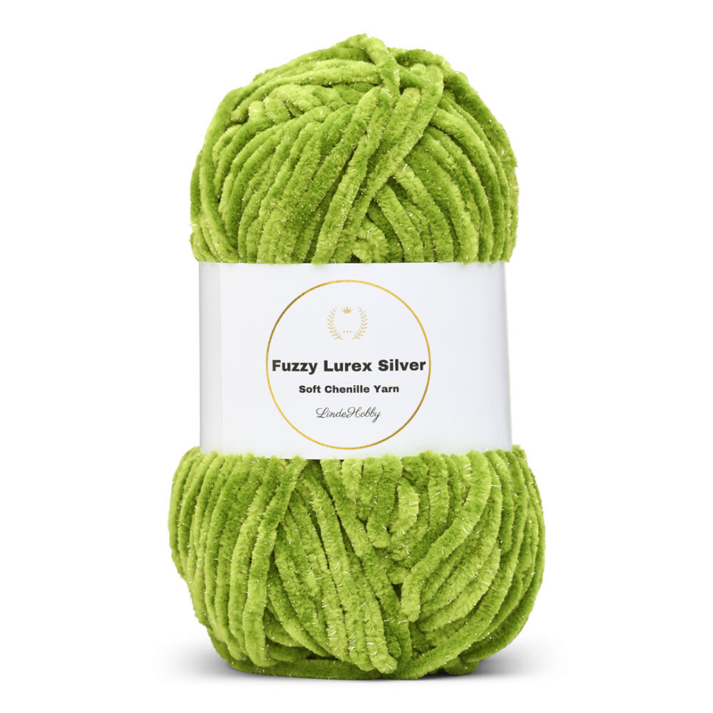 LindeHobby Fuzzy Chenille Silver Lurex 32 Grass green