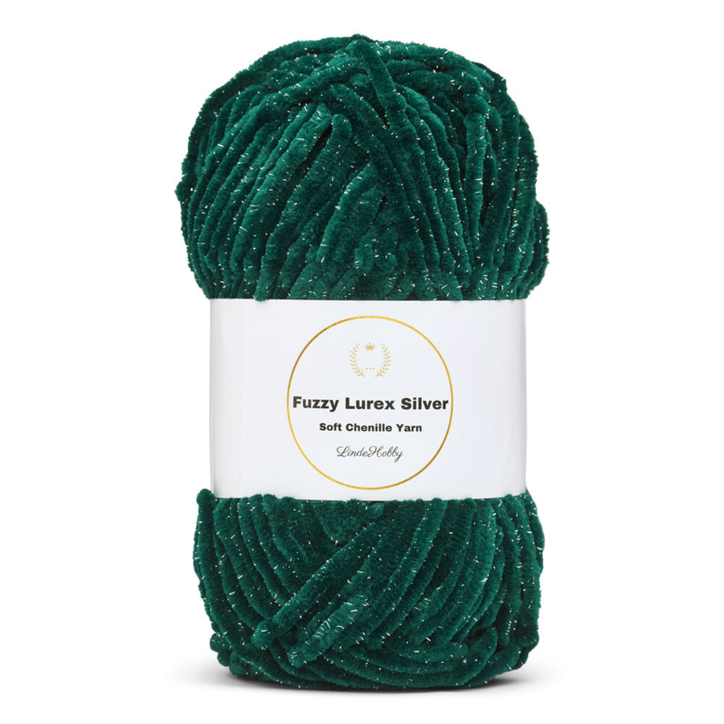 LindeHobby Fuzzy Chenille Silver Lurex 46 Duck green