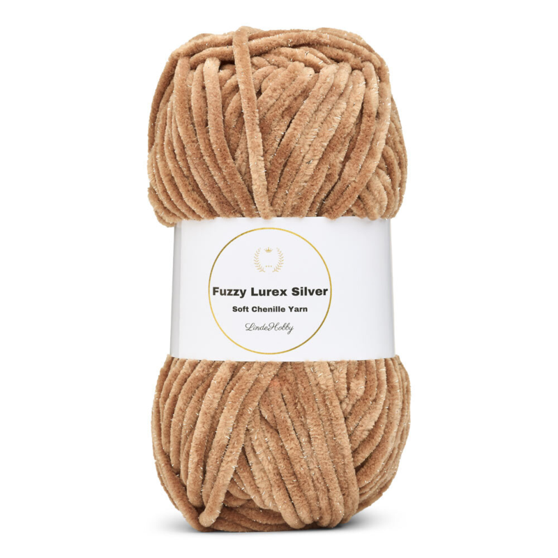 LindeHobby Fuzzy Chenille Silver Lurex 22 Nescafe