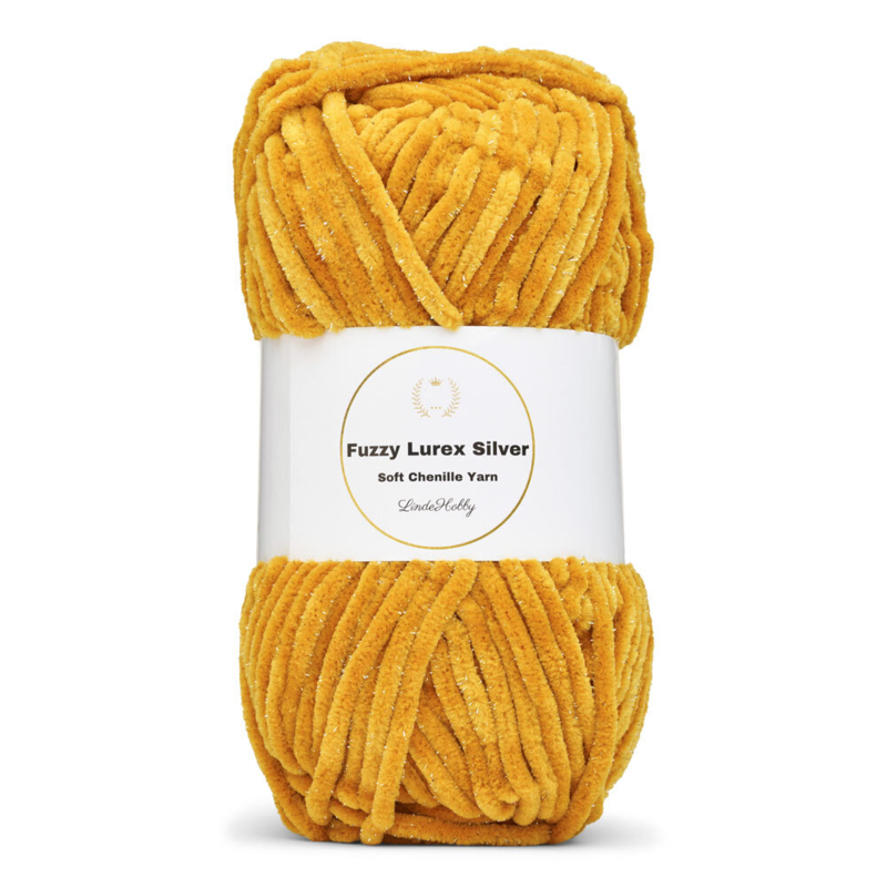 LindeHobby Fuzzy Chenille Silver Lurex 16 Mustard