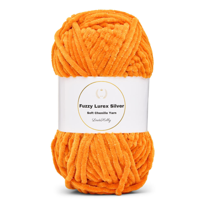 LindeHobby Fuzzy Chenille Silver Lurex 37 Orange