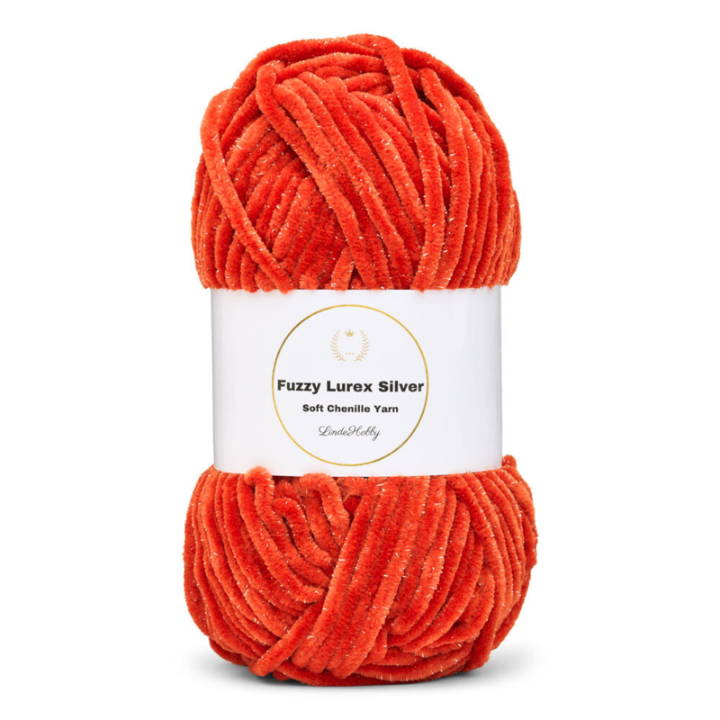 LindeHobby Fuzzy Chenille Silver Lurex 25 Terracotta