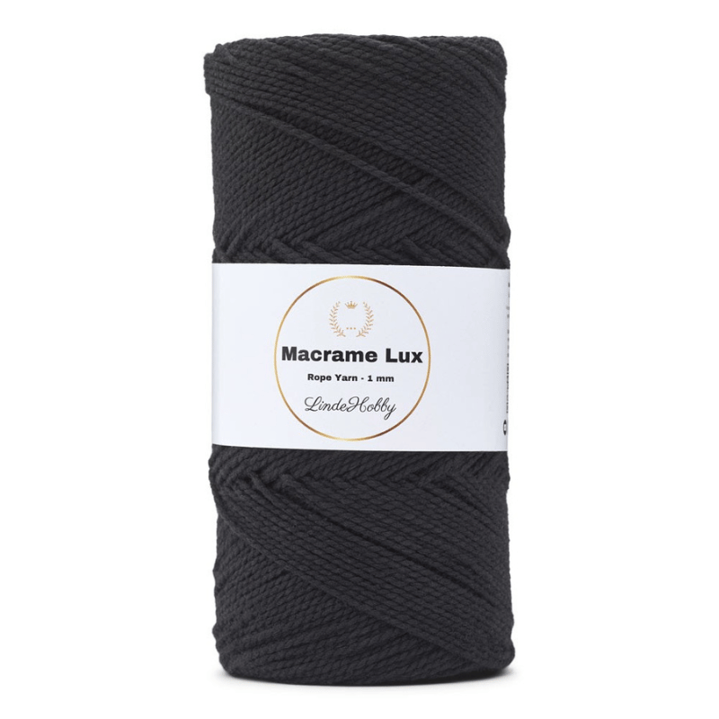LindeHobby Macrame Lux, Rope Yarn, 1 mm 03 Black