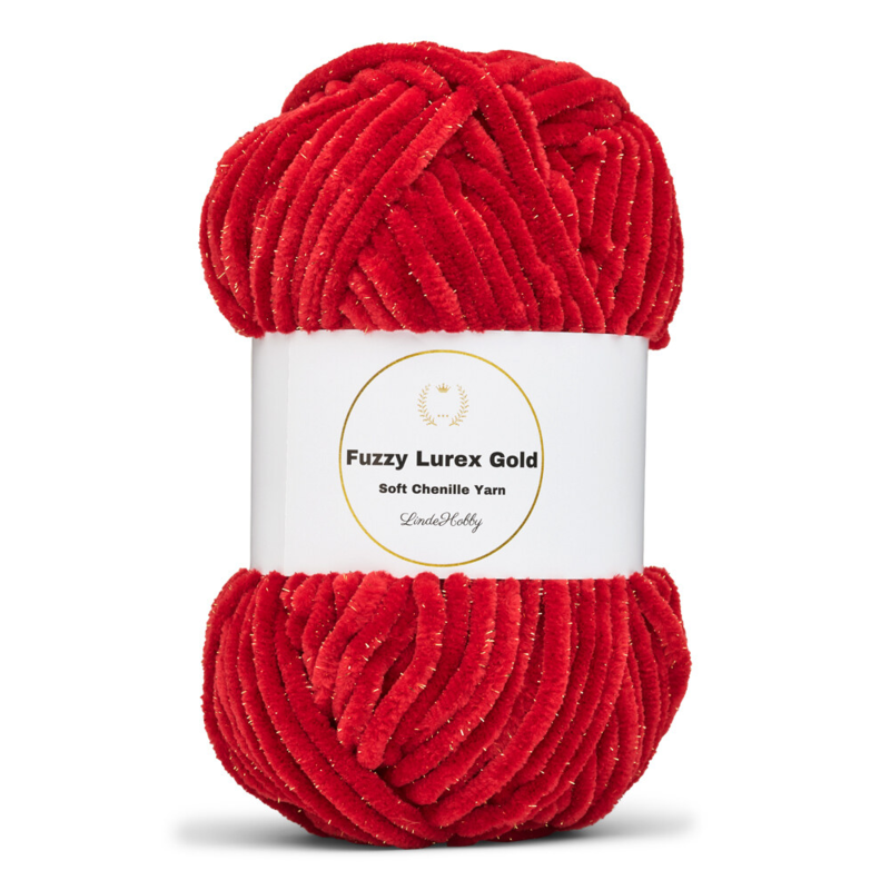 LindeHobby Fuzzy Chenille Gold Lurex 27 Ruby
