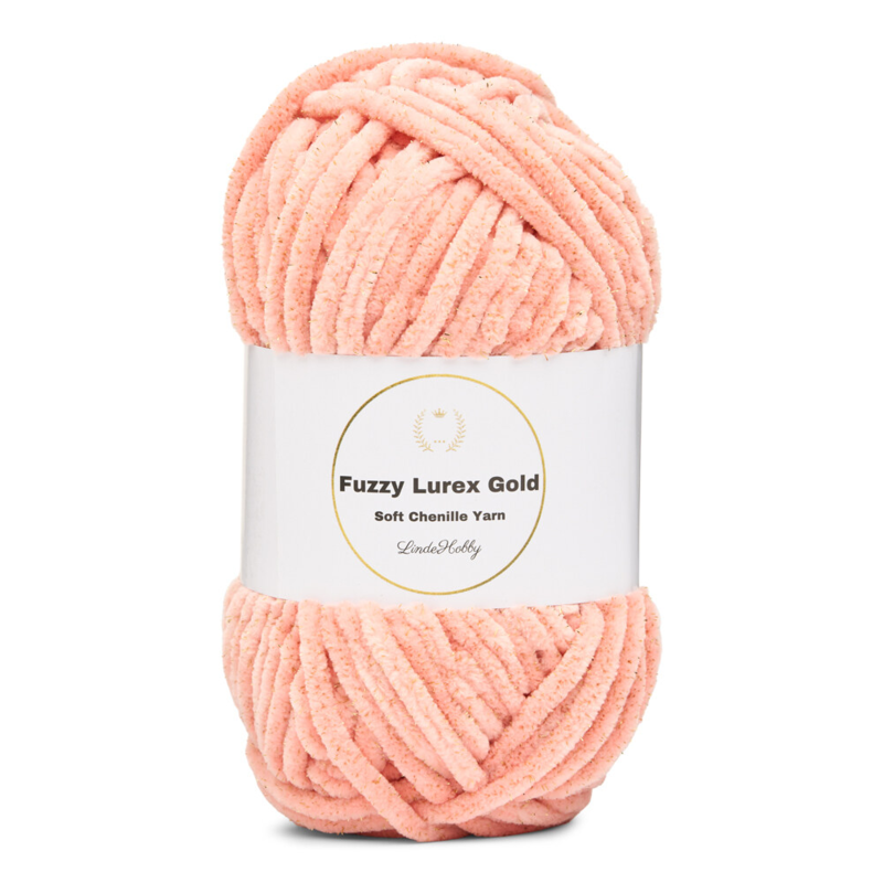 LindeHobby Fuzzy Chenille Gold Lurex 06 Salmon