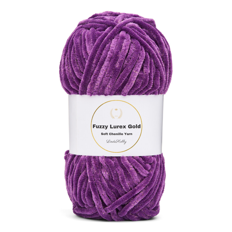 LindeHobby Fuzzy Chenille Gold Lurex 40 Purple