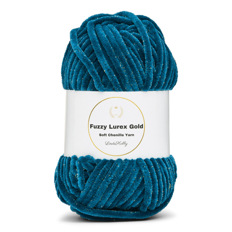 LindeHobby Fuzzy Chenille Gold Lurex 18 Petrol green / dark turquoise