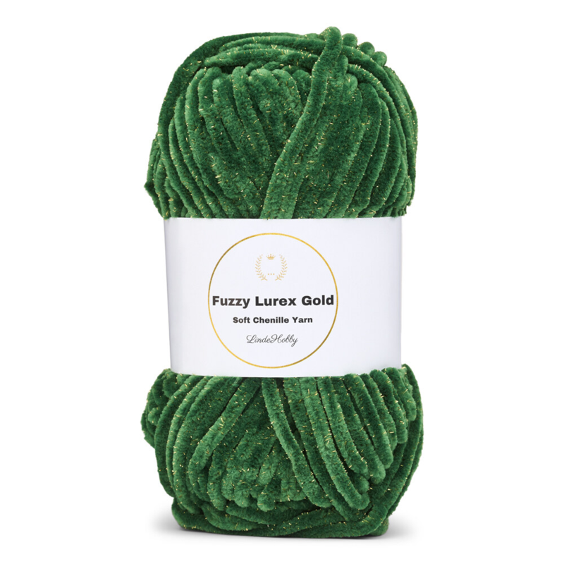 LindeHobby Fuzzy Chenille Gold Lurex 38 Green