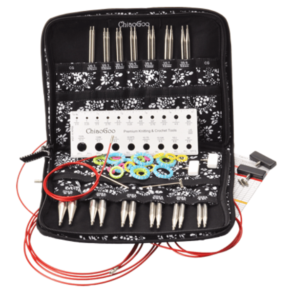 ChiaoGoo Interchangeable Circular Needle Set Twist Red Lace, Complete, 4"