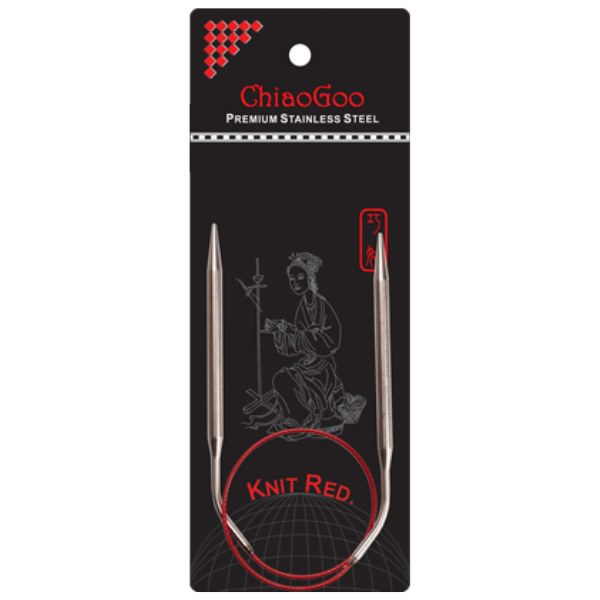 ChiaoGoo Circular Needles Knit Red Stainless Steel (9"-40") 16"
