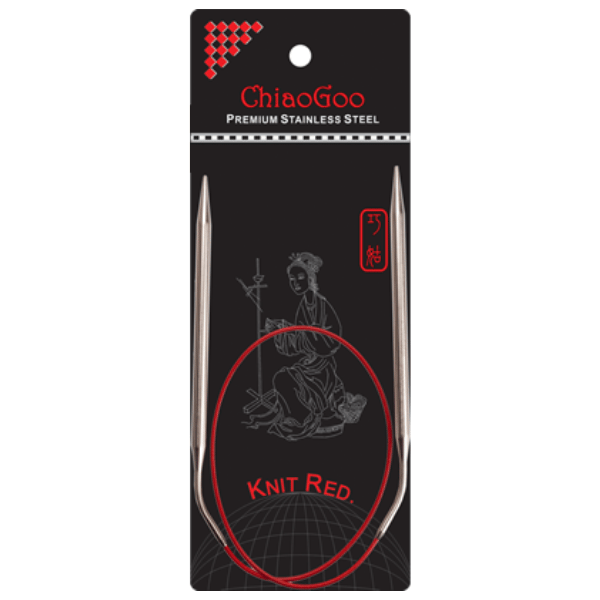 ChiaoGoo Circular Needles Knit Red Stainless Steel (9"-40") 24"