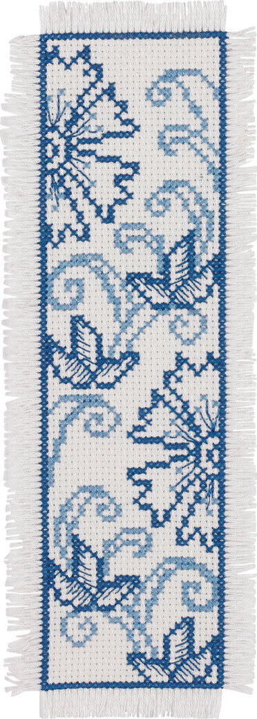 Embroidery Kit Blue flower 7 x 22 cm / 2.76 x 8.66 in