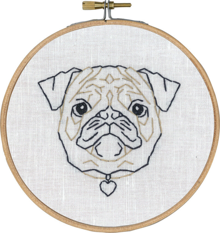 Embroidery Kit Pug in Line Art w/5810/13
