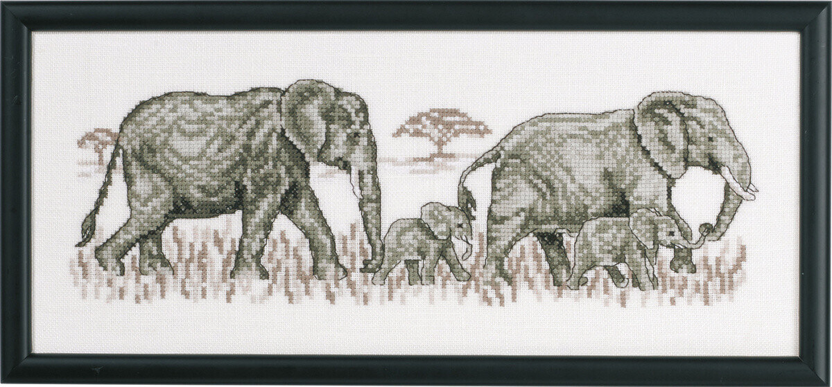 Embroidery Kit Elephants R5496 36 x 15 cm / 14.17 x 5.91 in