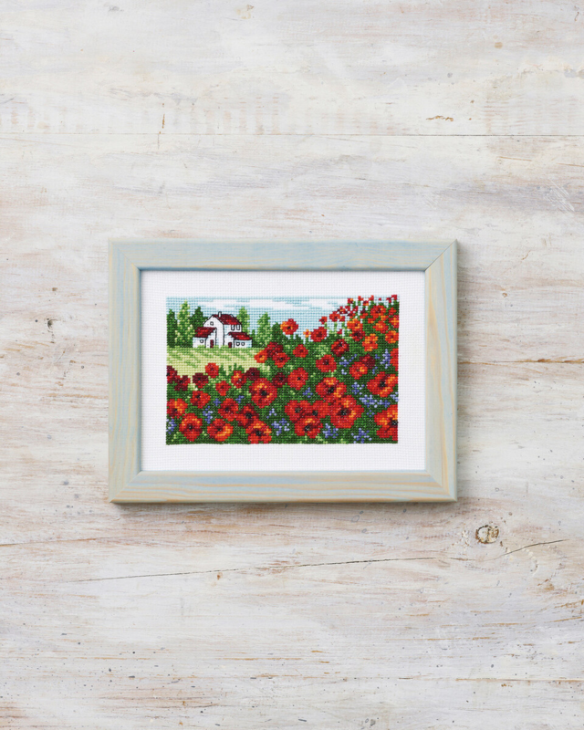 Embroidery Kit Poppy Field 18 x 13 cm / 7.09 x 5.12 in