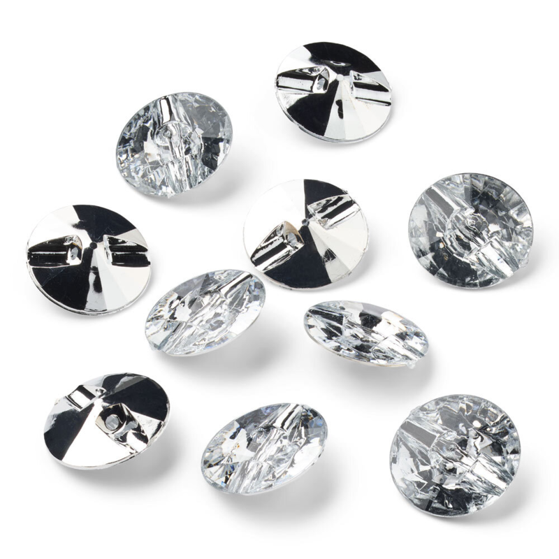 LindeHobby Crystal Buttons, Clear, 20 mm, 10 pcs