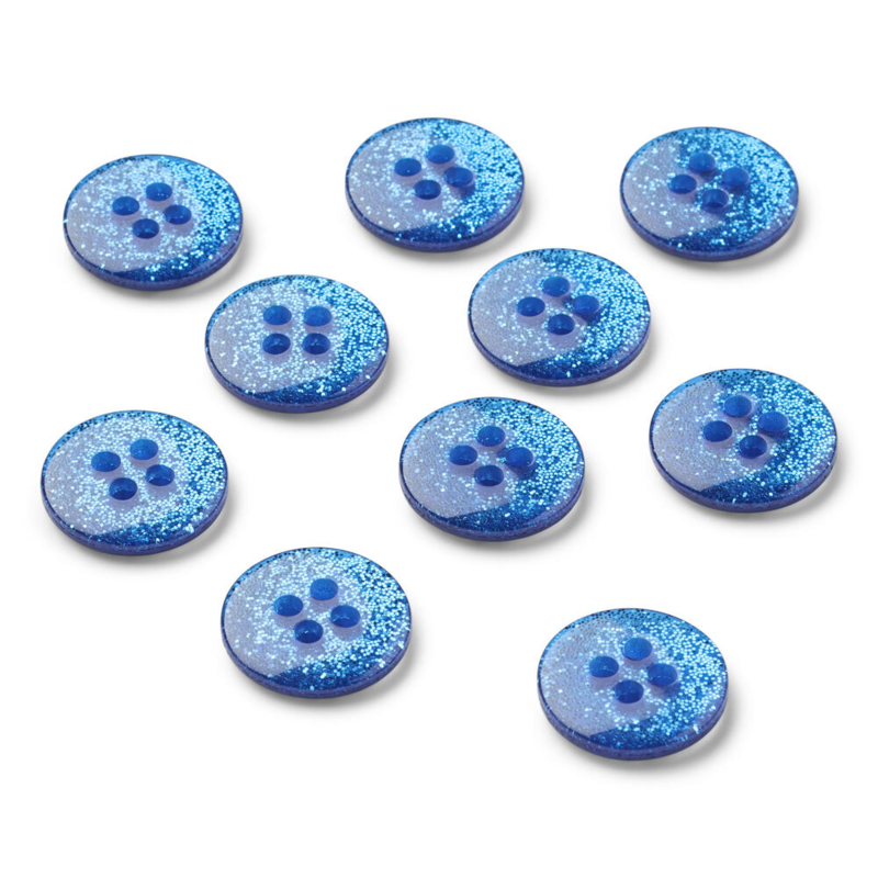 LindeHobby Glitter Buttons, Blue, 12 mm, 10 pcs