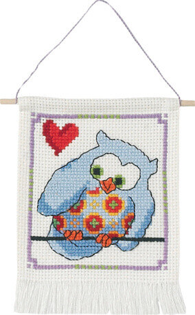 Embroidery Kit MFK blue owls 5119/18 15 x 21 cm / 6 in x 8 in