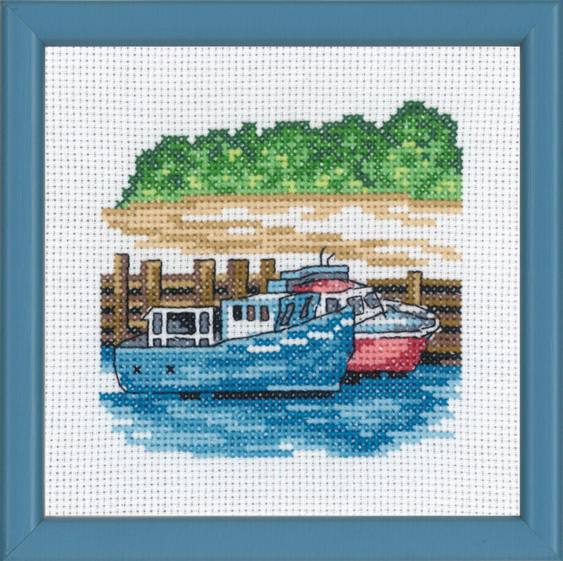 Embroidery Kit Blue Motorboats R5592 13 x 13 cm / 5.12 x 5.12 in