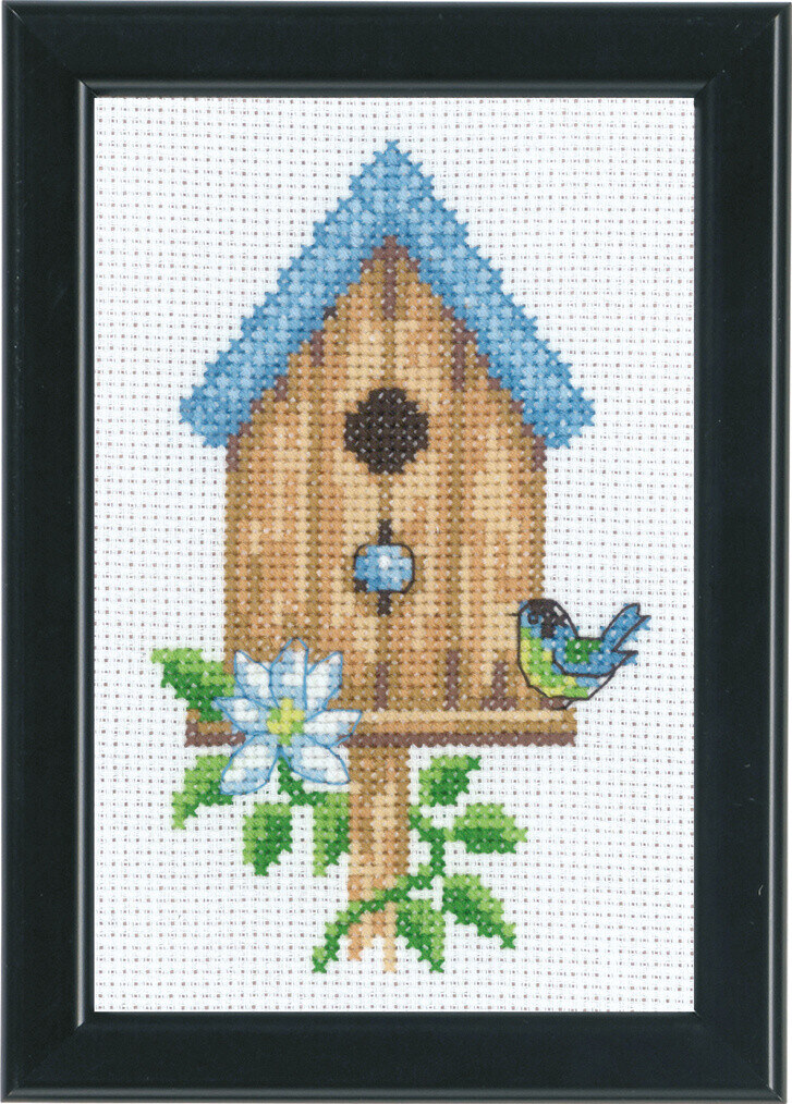 Embroidery Kit Birdhouses Beige 9 x 14 cm / 4 x 6 in