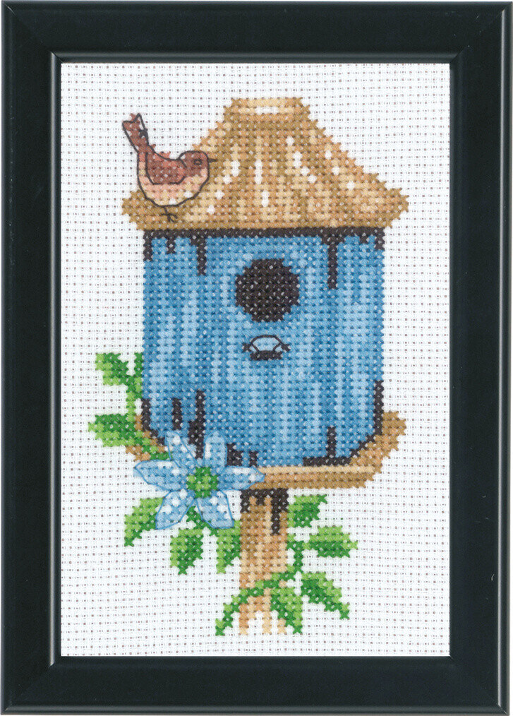 Embroidery Kit Birdhouses Blue 9cm / 3.54in x 14cm / 5.51in