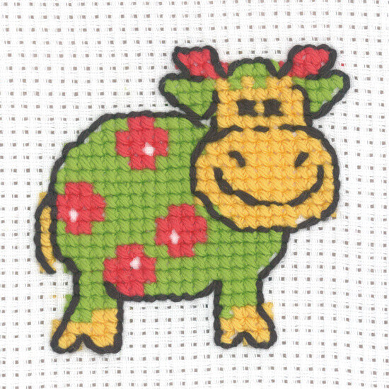 Embroidery Kit Cow 8 x 8 cm / 3.15 x 3.15 in