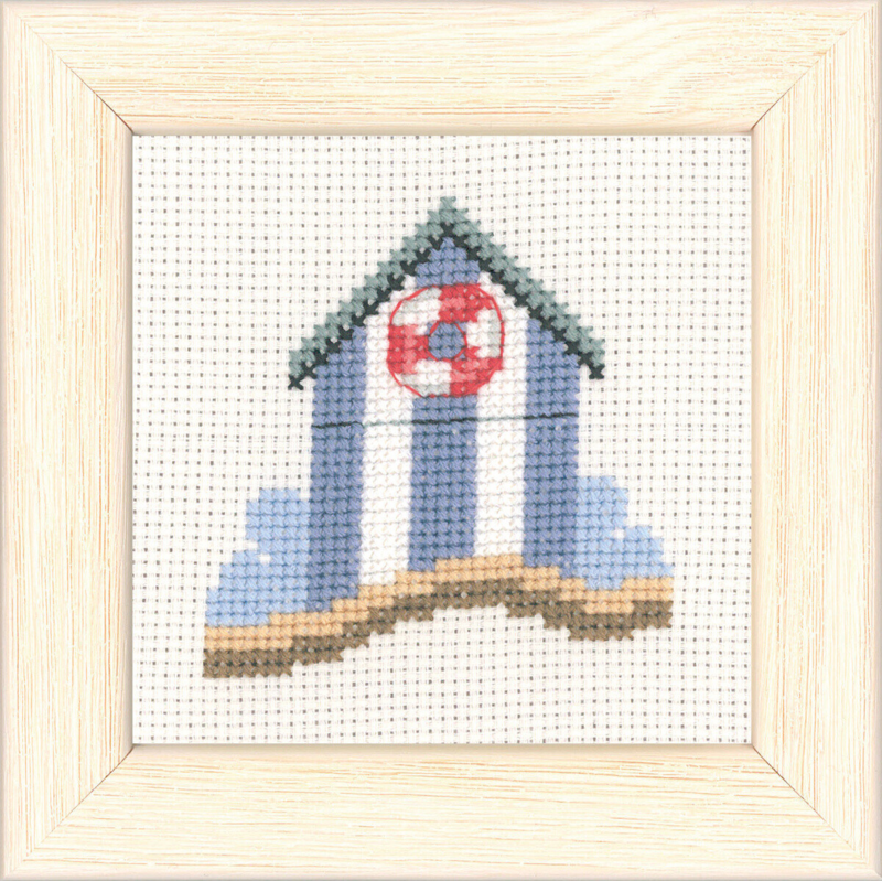 Embroidery Kit Beach House 9x9 cm / 3.54x3.54 in R5376
