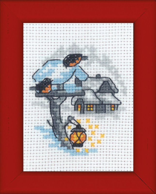 Embroidery Kit Christmas Birdhouse Picture 6 x 8 cm / 2.36 x 3.15 in