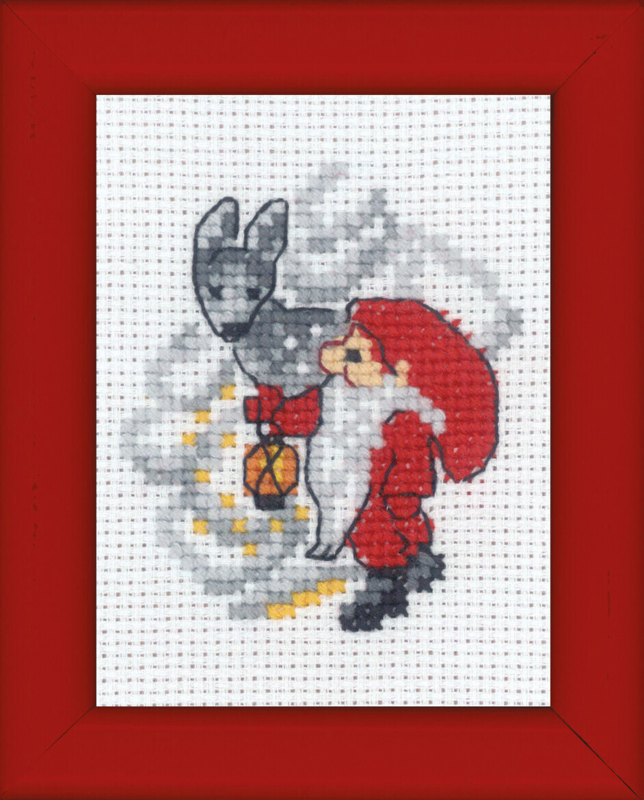 Embroidery Kit Elf and Reindeer Christmas Picture 6 x 8 cm / 2.36 x 3.15 in