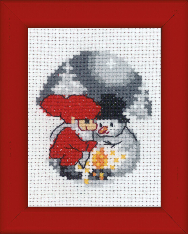 Embroidery Kit Snowman and Elf picture 6 x 8 cm / 2.36 x 3.15 in
