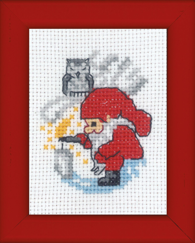 Embroidery Kit Gnome Lights Candle Picture 6 x 8 cm / 2.36 x 3.15 in