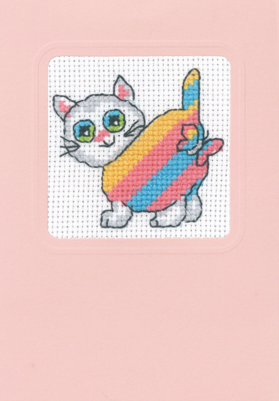 Embroidery Kit Cat with slanted stripes 9 x 13 cm / 3.54 x 5.12 in
