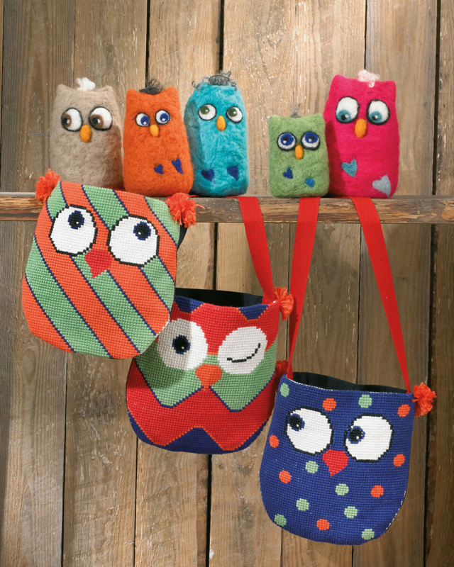 Embroidery Kit Owl Bags 19 x 19 cm / 7.48 x 7.48 in