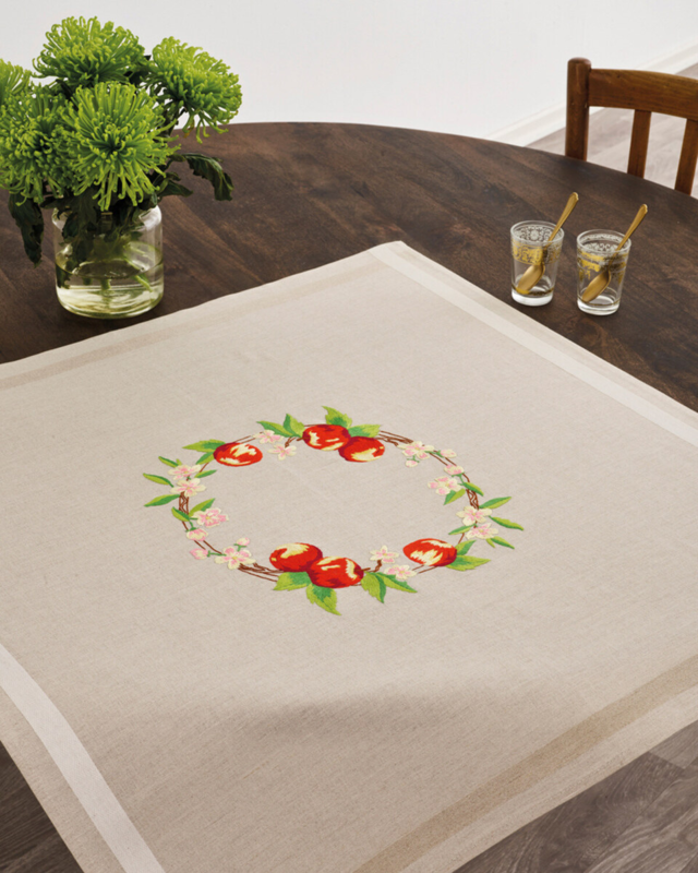 Embroidery Kit Apples in wreath 80 x 80 cm / 31.50 x 31.50 in