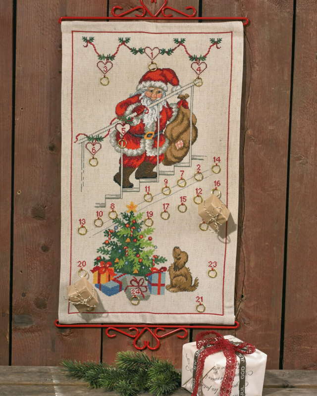 Embroidery Kit Santa by stairs 5125/35 34 x 58 cm / 13.39 x 22.83 in