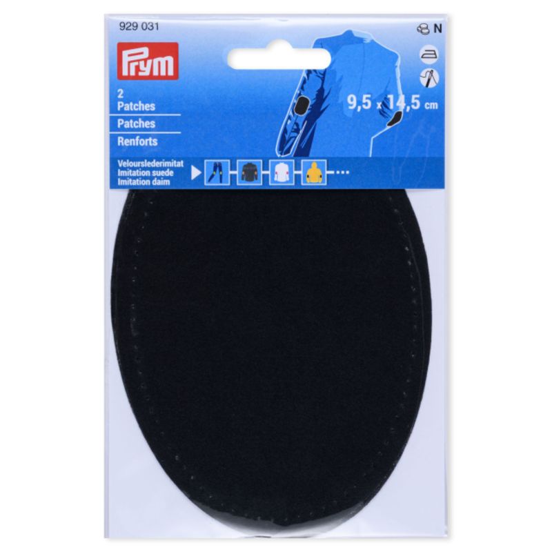 Prym Faux Suede Elbow Patches, 3.74" x 5.71" (9.5x14.5 cm) Black