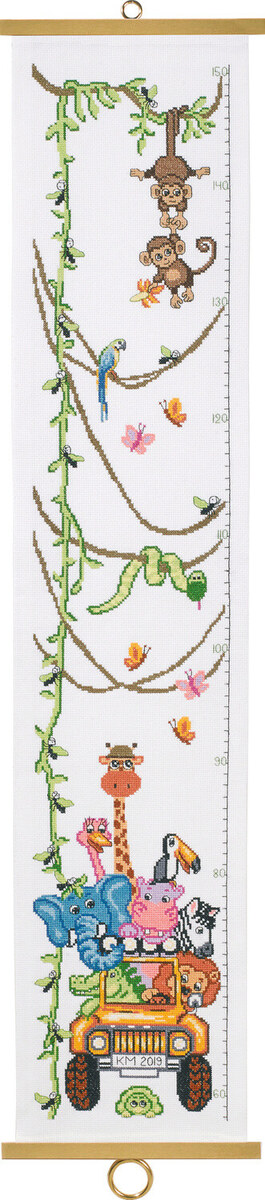 Embroidery Kit Measuring Tape with Wild Animals 20 x 95 cm / 8 x 37 in
