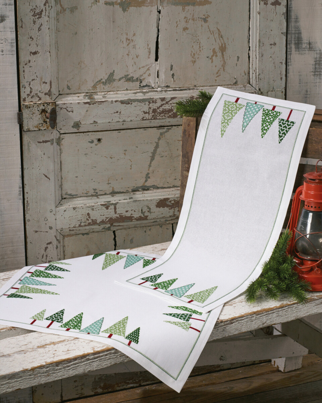 Embroidery Kit Row of Christmas trees 28 x 74 cm / 11.02 x 29.13 in