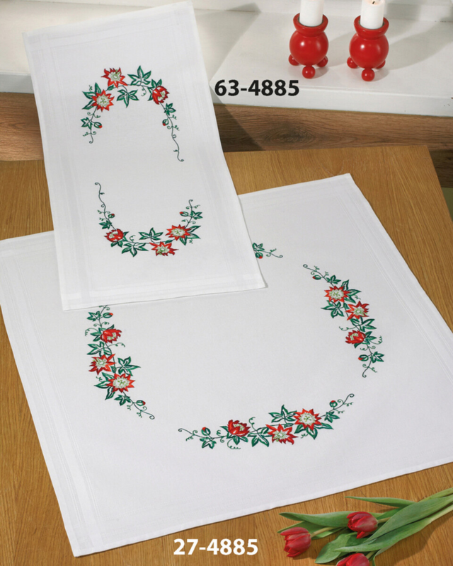 Embroidery Kit Christmas Roses 40 x 80 cm / 16 x 31 in