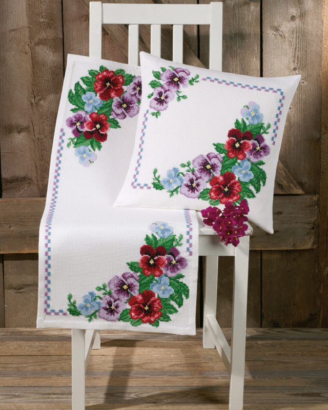 Embroidery Kit Pansy 36 x 86 cm / 14 x 34 in