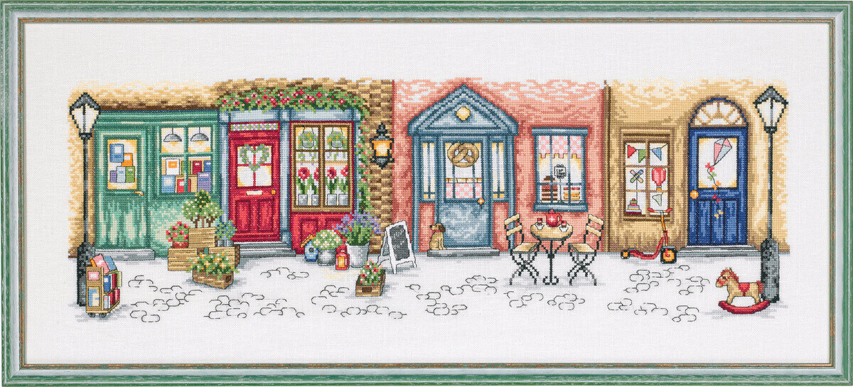 Embroidery Kit The Shopping Street 71 x 30 cm / 28 x 12 in