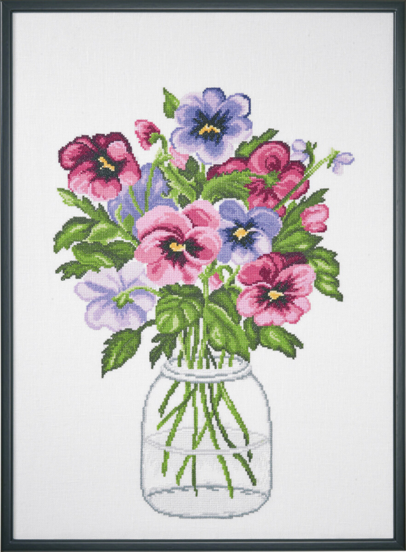 Embroidery Kit Pansy R5472 58 x 42 cm / 22.83 x 16.54 in