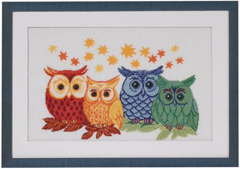 Embroidery Kit Owls in All Colors 56 x 38 cm / 22.05 x 14.96 in