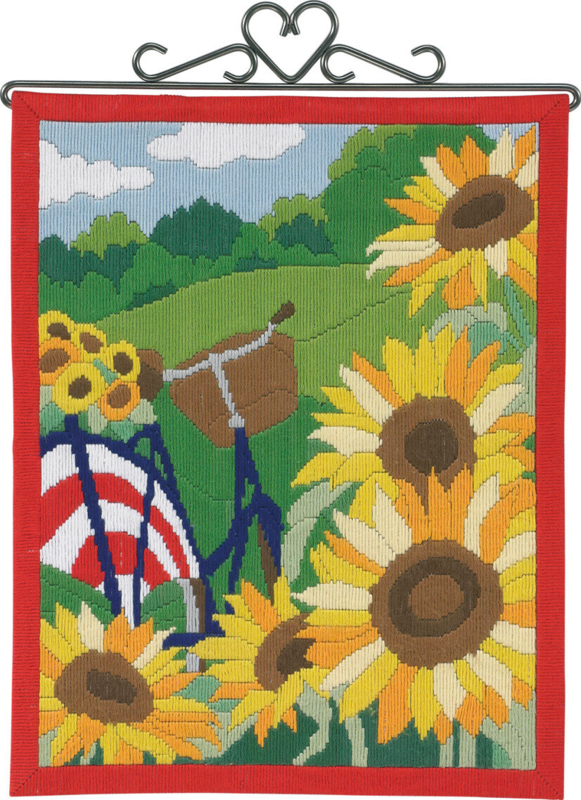 Embroidery Kit Sunflowers & bicycle 30 x 38 cm / 11.81 x 14.96 in