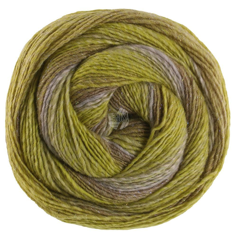 Lana Grossa Gomitolo Gala 4034 Purple grey/dark-/light olive/lime green
