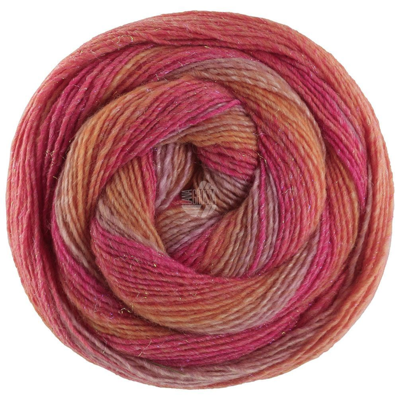 Lana Grossa Gomitolo Gala 4032 Grey purple/pink/tomato red/orange yellow