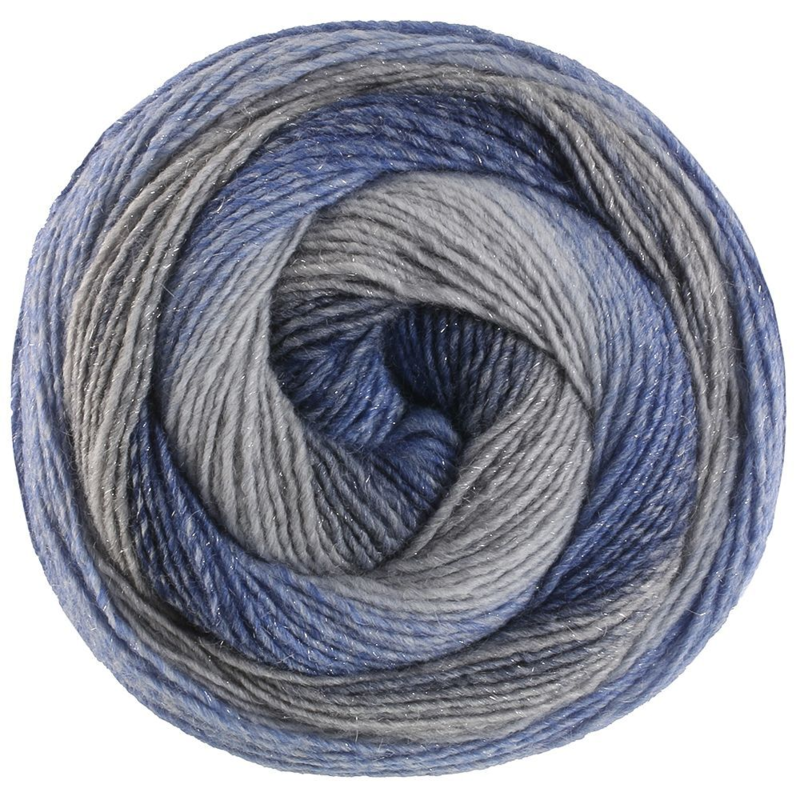 Lana Grossa Gomitolo Gala 4030 Mouse grey/grey/steel blue/navy blue/sapphire blue/light grey