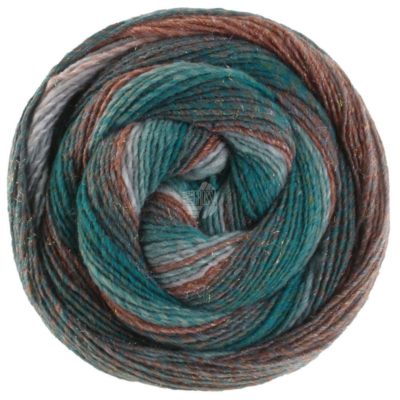 Lana Grossa Gomitolo Gala 4036 Maroon/petrol/sea green/grey green/light grey